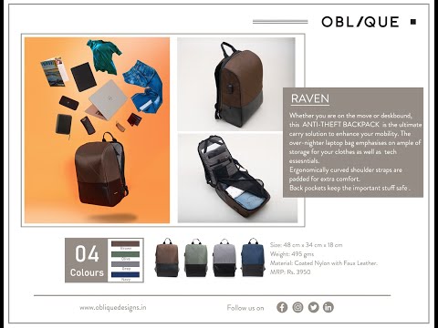 Anti Theft Laptop Backpack for Men & Women- Raven Anti Theft Laptop Backpack for Men & Women- Raven